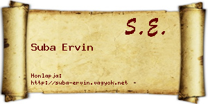 Suba Ervin névjegykártya